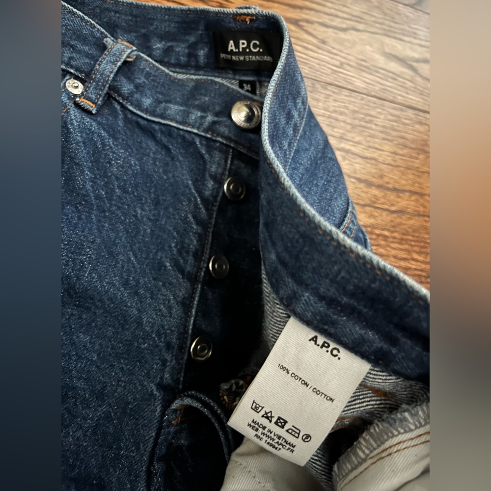 Premium Denim Brand A.P.C. Button Fly Dark Denim Jeans.  100% cotton. Size 34. - Picture 3 of 7